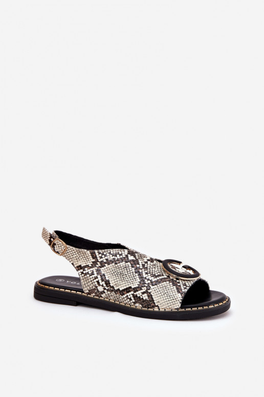 Sellel ondalad sandaalid kaunistustega Sellel ondu muster beeži värvi-pruunid värvi Haliones Sellel ondalad sandaalid kaunistustega Sellel ondu muster beeži värvi-pruunid värvi Haliones