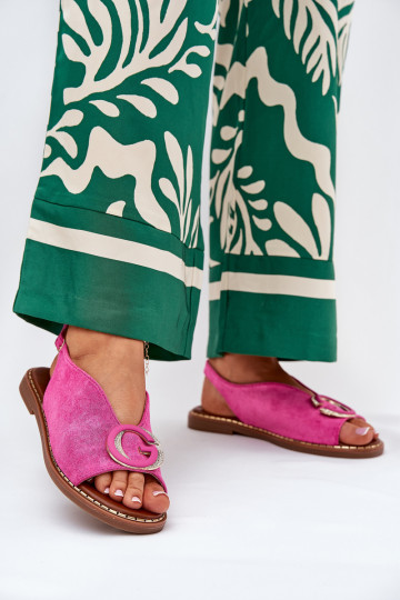 Sellel ondalad sandaalid kaunistustega Tumeroosad värvi Haliones