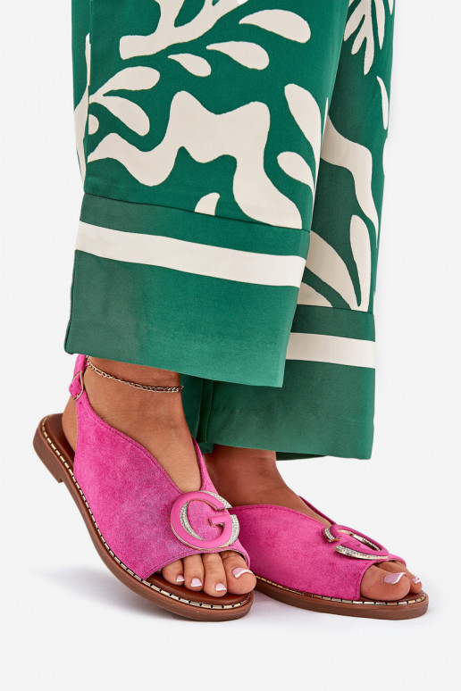 Sellel ondalad sandaalid kaunistustega Tumeroosad värvi Haliones Sellel ondalad sandaalid kaunistustega Tumeroosad värvi Haliones