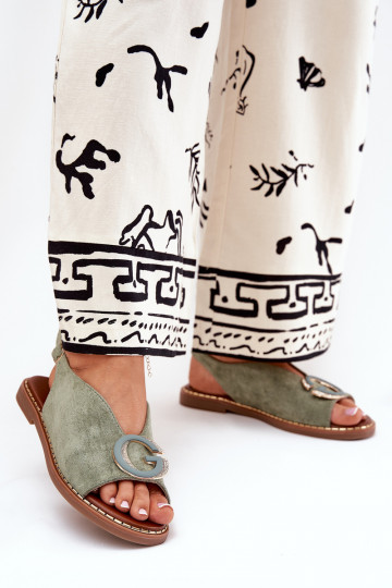 Sellel ondalad sandaalid kaunistustega Rohelist värvi Haliones 2