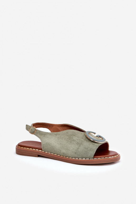 Sellel ondalad sandaalid kaunistustega Rohelist värvi Haliones Sellel ondalad sandaalid kaunistustega Rohelist värvi Haliones