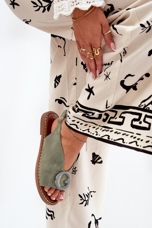 Sellel ondalad sandaalid kaunistustega Rohelist värvi Haliones Sellel ondalad sandaalid kaunistustega Rohelist värvi Haliones