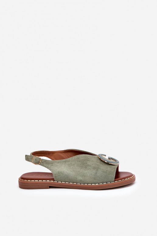 Sellel ondalad sandaalid kaunistustega Rohelist värvi Haliones Sellel ondalad sandaalid kaunistustega Rohelist värvi Haliones