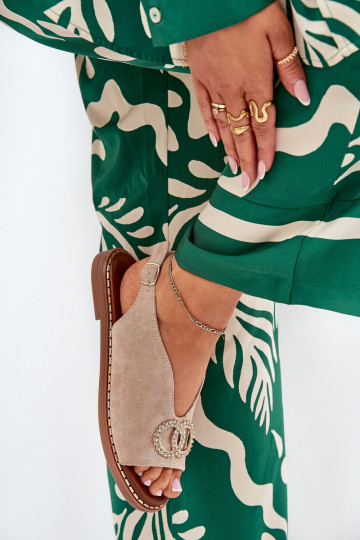 Pealistesandaalid kaunistustega laiade nööridega Eco Suedeosissee beeži värvi Ralisses 2