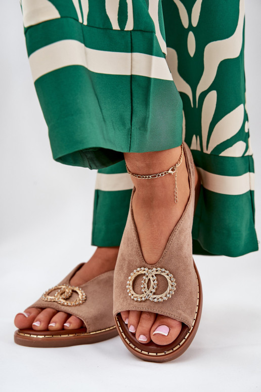 Pealistesandaalid kaunistustega laiade nööridega Eco Suedeosissee beeži värvi Ralisses Pealistesandaalid kaunistustega laiade nööridega Eco Suedeosissee beeži värvi Ralisses