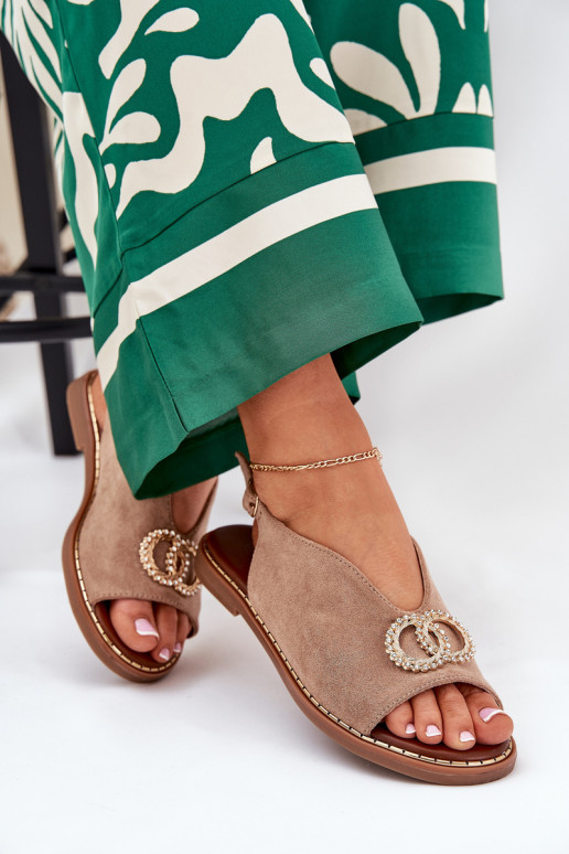 Pealistesandaalid kaunistustega laiade nööridega Eco Suedeosissee beeži värvi Ralisses Pealistesandaalid kaunistustega laiade nööridega Eco Suedeosissee beeži värvi Ralisses