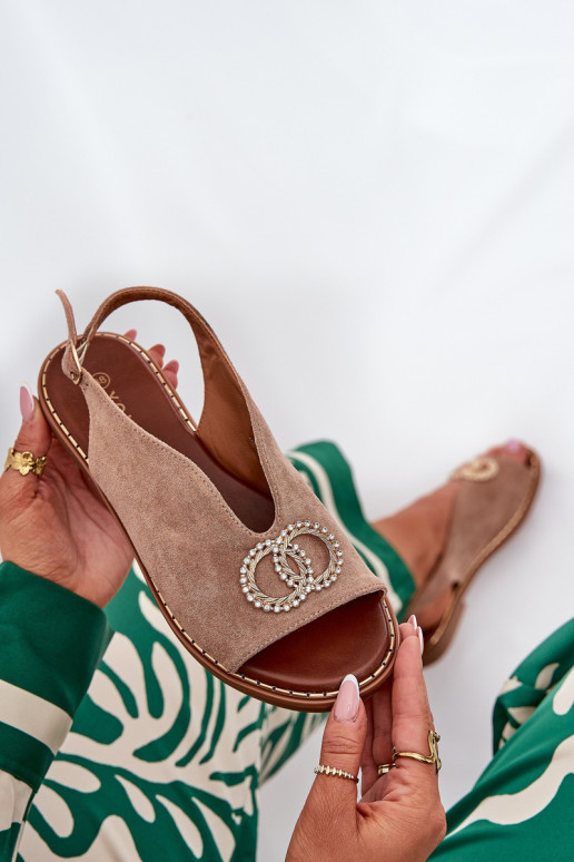 Pealistesandaalid kaunistustega laiade nööridega Eco Suedeosissee beeži värvi Ralisses Pealistesandaalid kaunistustega laiade nööridega Eco Suedeosissee beeži värvi Ralisses