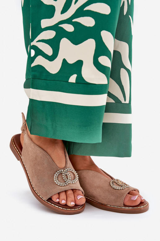 Pealistesandaalid kaunistustega laiade nööridega Eco Suedeosissee beeži värvi Ralisses Pealistesandaalid kaunistustega laiade nööridega Eco Suedeosissee beeži värvi Ralisses