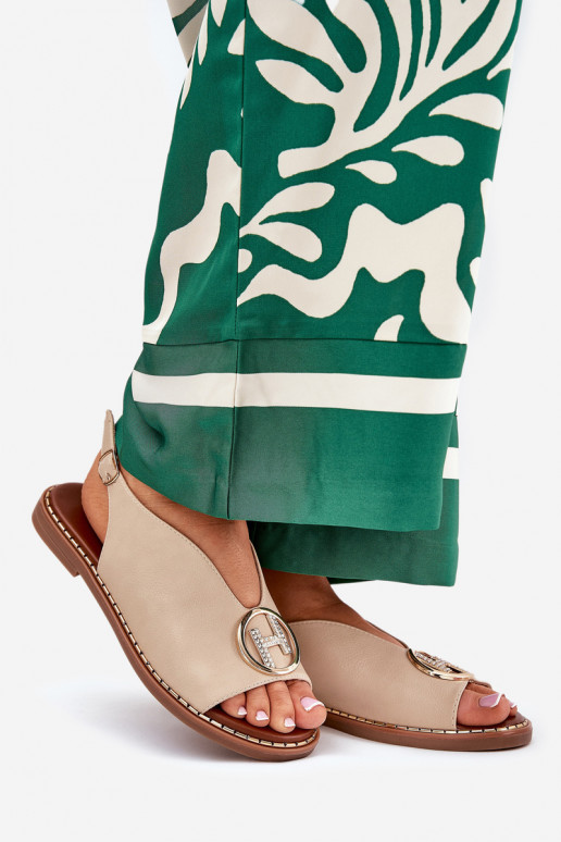 sileda tallaga Elegantsed sandaalid kaunistustega beeži värvi Iseliria sileda tallaga Elegantsed sandaalid kaunistustega beeži värvi Iseliria