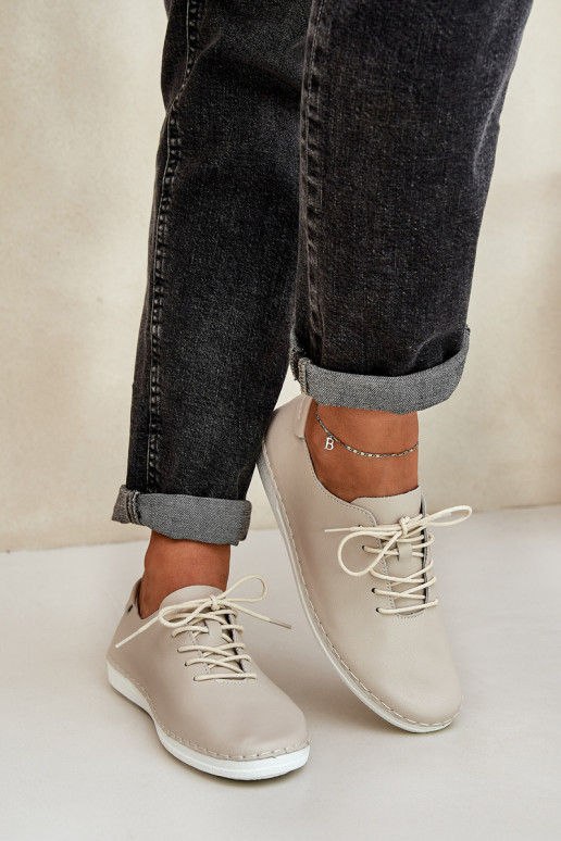 Paeltega jalanõud Z Pealturalnej Skóry D&A LR51-645 beeži värvi