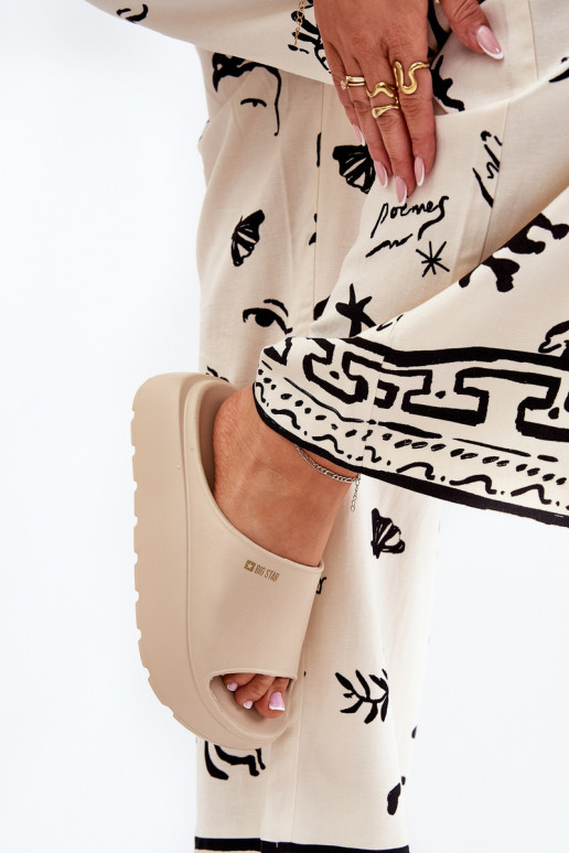 Kerged rannaplätud naiste plätud platvormiga Big Star RR274A569 beeži värvi