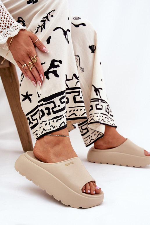 Kerged rannaplätud naiste plätud platvormiga Big Star RR274A569 beeži värvi