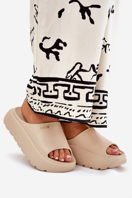 Kerged rannaplätud naiste plätud platvormiga Big Star RR274A569 beeži värvi