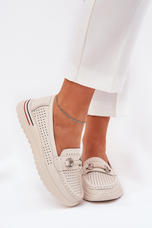 Ažuursed baleriinad Z Pealturalnej Skóry Vinceza 95331 beeži värvi