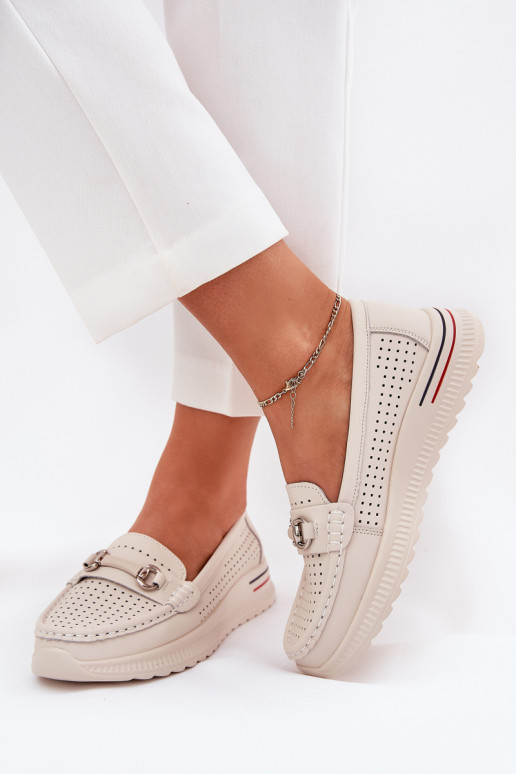 Ažuursed baleriinad Z Pealturalnej Skóry Vinceza 95331 beeži värvi