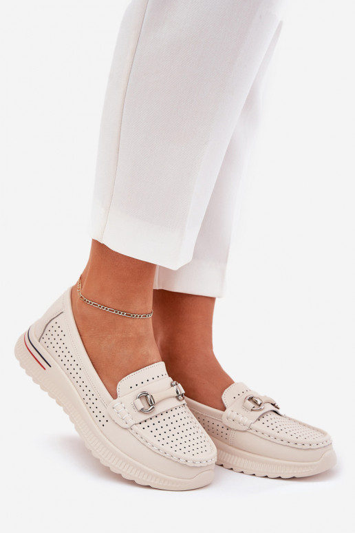 Ažuursed baleriinad Z Pealturalnej Skóry Vinceza 95331 beeži värvi