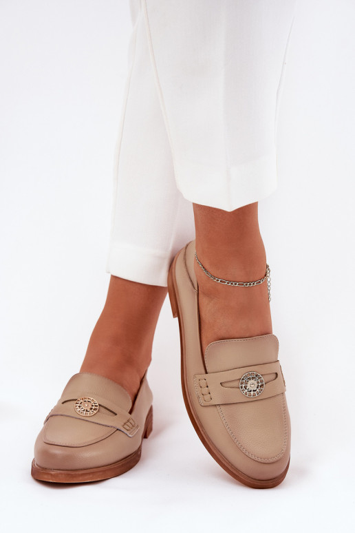 Elegantsed naiste mokassiinid Z Pealturalnej Skóry Vinceza 18100 beeži värvi