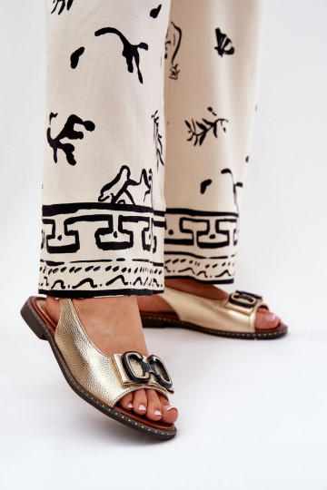 Sellel ondalad sandaalid kaunistustega Eko Pealhk Kuldset värvi Lilria