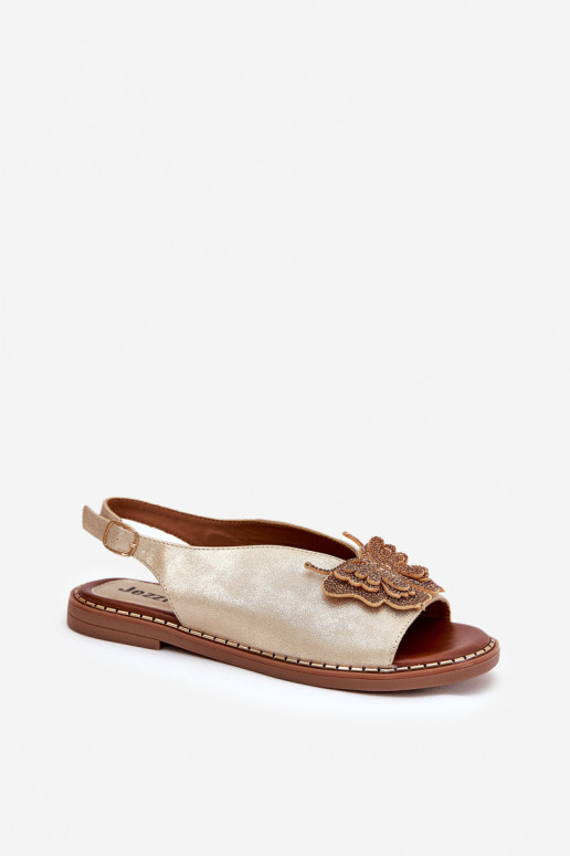 Pealistesandaalid laiade nööridega kaunistustega Kuldset värvi Setorina