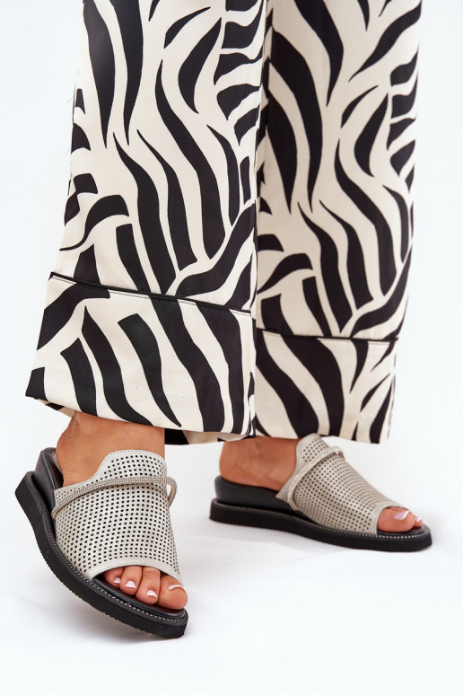 naiste plätud Kiilu peal Dekoratiivse triibuga Hõbedat värvi Terisissees