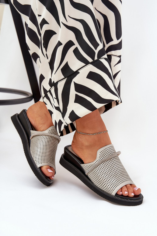 naiste plätud Kiilu peal Dekoratiivse triibuga Hõbedat värvi Terisissees