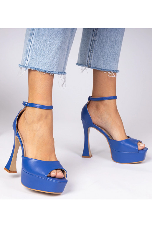 Sinised sandaalid kõrgel kontsal Tesli