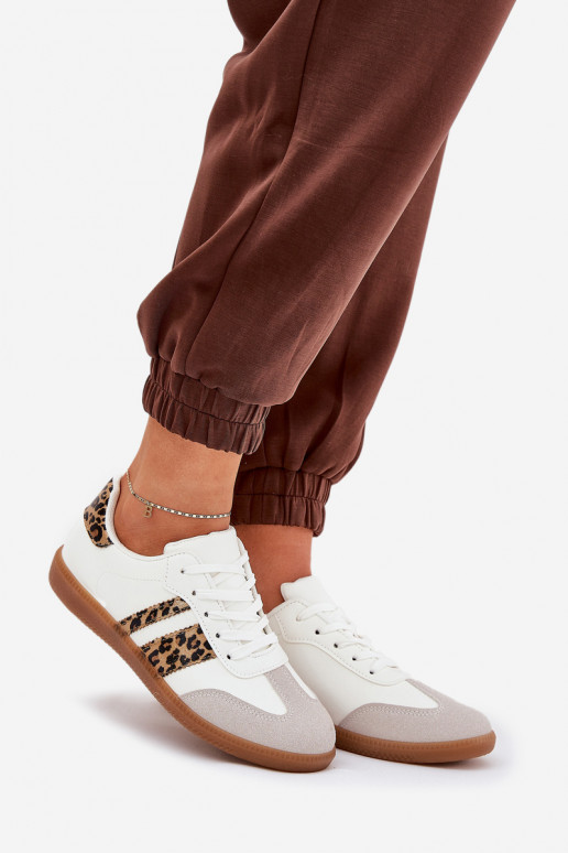 Sellel ondal Sneakers tüüpi jalanõud Pealiste omad eko-nahast leopardimustriga valget värvi Nonalorin