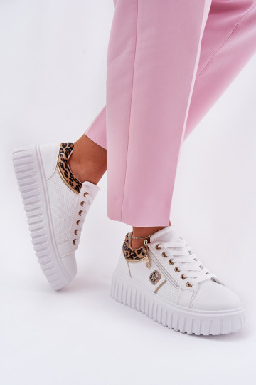 spordijalatsid Pealiste omad platvormiga eko-nahast leopardimustriga valget värvi Velionna 2