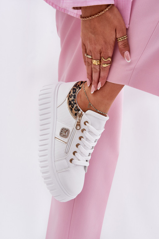 spordijalatsid Pealiste omad platvormiga eko-nahast leopardimustriga valget värvi Velionna spordijalatsid Pealiste omad platvormiga eko-nahast leopardimustriga valget värvi Velionna