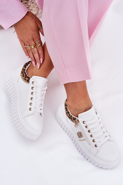 spordijalatsid Pealiste omad platvormiga eko-nahast leopardimustriga valget värvi Velionna spordijalatsid Pealiste omad platvormiga eko-nahast leopardimustriga valget värvi Velionna