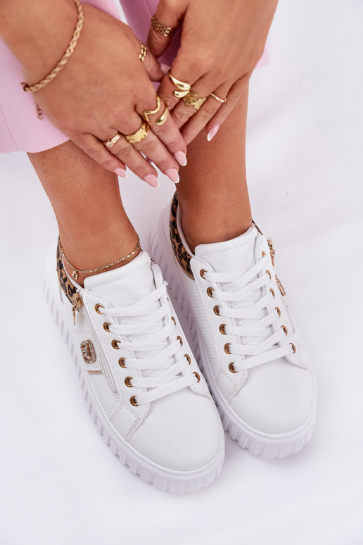 spordijalatsid Pealiste omad platvormiga eko-nahast leopardimustriga valget värvi Velionna spordijalatsid Pealiste omad platvormiga eko-nahast leopardimustriga valget värvi Velionna