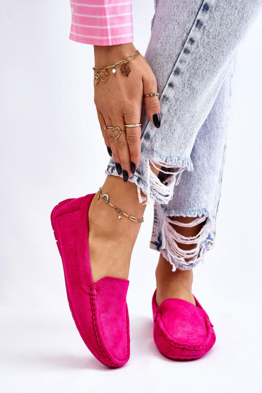 Seemisnahast mokassiinid Pealiste omad tumeroosad värvi Morreno Seemisnahast mokassiinid Pealiste omad tumeroosad värvi Morreno