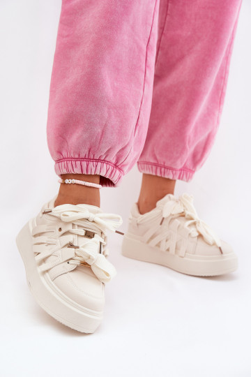 Eko Pealhk Sneakers tüüpi jalanõud platvormiga beeži värvi Penolle 2