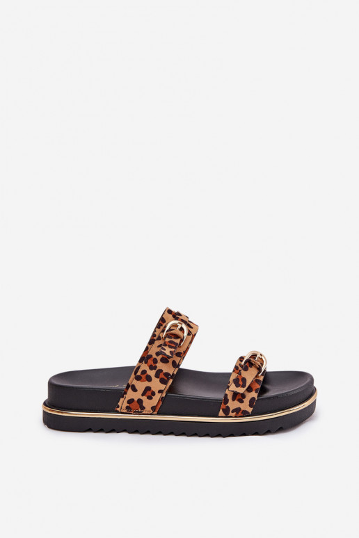 naiste plätud leopardimustriga platvormiga Triipudega I neetide ja pandlagami pruunid värvi Ziferte