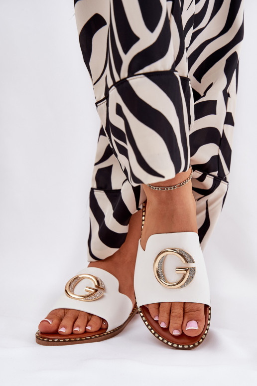 Eko Pealhk sileda tallaga naiste plätud Koos Ornate Detalem valget värvi Frelie