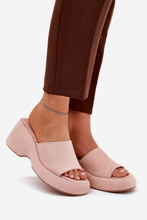 Eko naiste seemisnahksed sussid platvormiga I Koturnie Tumeroosad värvi Afisal