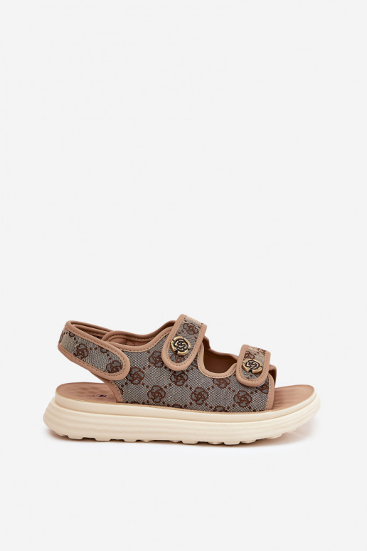 Pealiste omad Mustriline Riidest sandaalid Ze Kuldset värvimi Detalami Khakivärvi Pefese