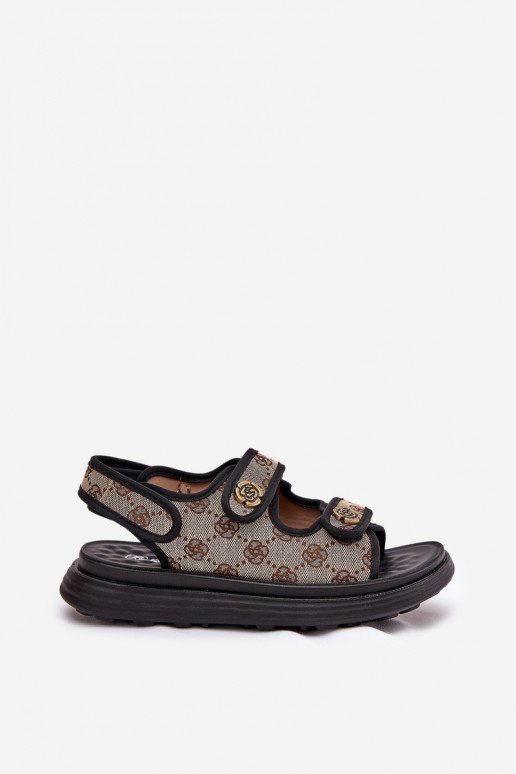 Pealiste omad Mustriline Riidest sandaalid Ze Kuldset värvimi Detalami beeži värvi-msuud Pefese