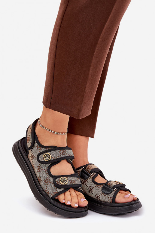 Pealiste omad Mustriline Riidest sandaalid Ze Kuldset värvimi Detalami beeži värvi-msuud Pefese