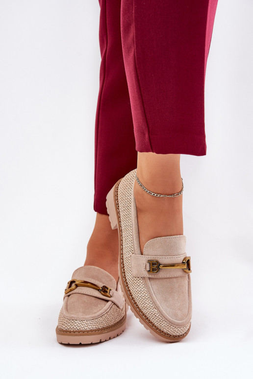 naiste mokassiinid Koos punutisega I Kuldset värvim Detalem beeži värvi Seffolia