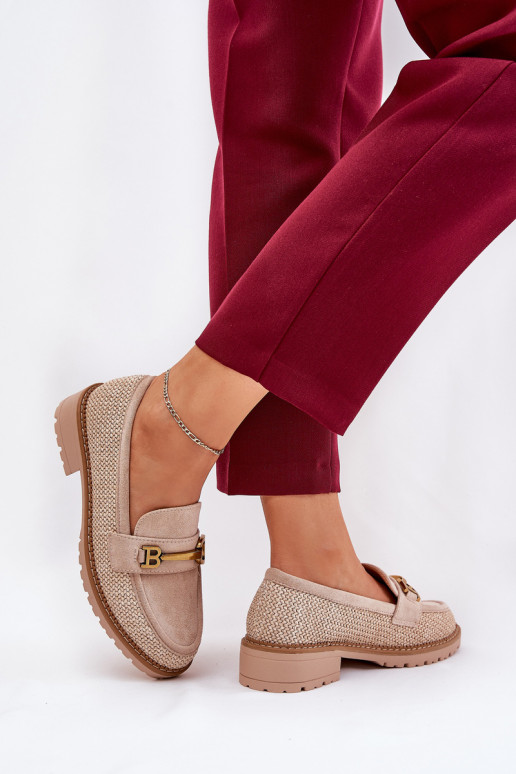 naiste mokassiinid Koos punutisega I Kuldset värvim Detalem beeži värvi Seffolia