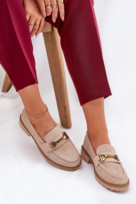 naiste mokassiinid Koos punutisega I Kuldset värvim Detalem beeži värvi Seffolia