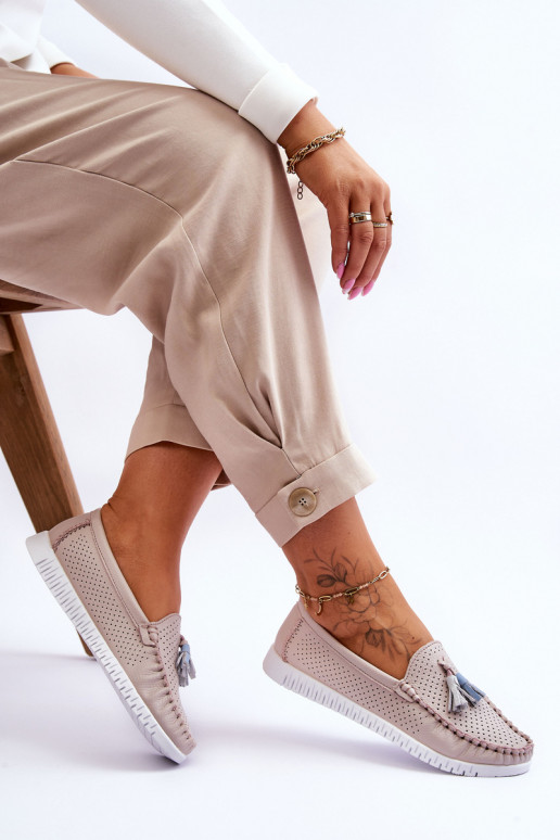 Moteriškad nahkased mokasinid heleda...