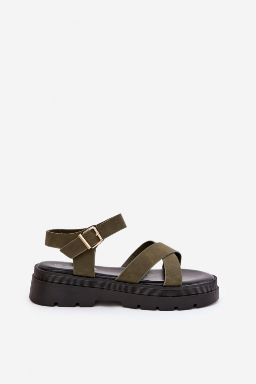 Pealistesandaalid platvormiga eko-nahast khakivärvi Gevinniser