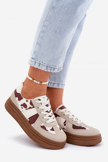 Naiste Sneakers mudeli kingad platvormiga IN Łaty beeži värvi Lincidi