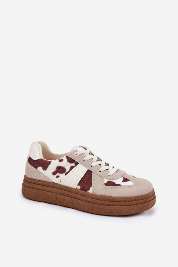 Naiste Sneakers mudeli kingad platvormiga IN Łaty beeži värvi Lincidi 2