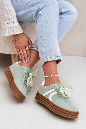 Sneakers tüüpi jalanõud Pealiste omad platvormiga Kaunistustega Rohelist värvi Vinness