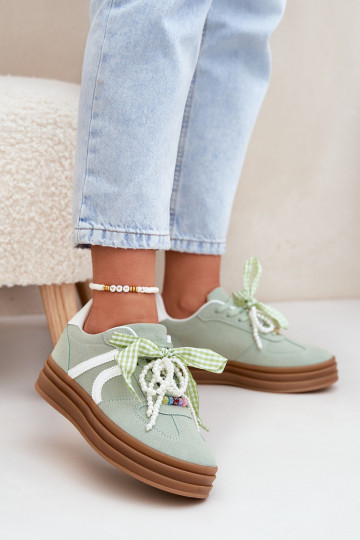 Sneakers tüüpi jalanõud Pealiste omad platvormiga Kaunistustega Rohelist värvi Vinness 2