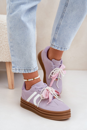 Sneakers tüüpi jalanõud Pealiste omad platvormiga Kaunistustega Violetne värv Vinness 2