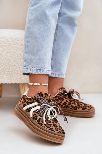 Sneakers tüüpi jalanõud Pealiste omad leopardimustriga platvormiga Kaunistustega pruunid värvi Vinness